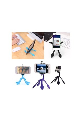 Esnek Kıvrılabilir Elastik Mini Ahtapot Tripod Stand-Pembe