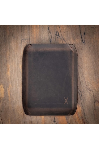Minimal X Design Masaüstü Organizer, Toplayıcı, Hakiki Deri Vale Tepsisi, Telefon Pedi, Deri Sümen, Deri Pad, Deri