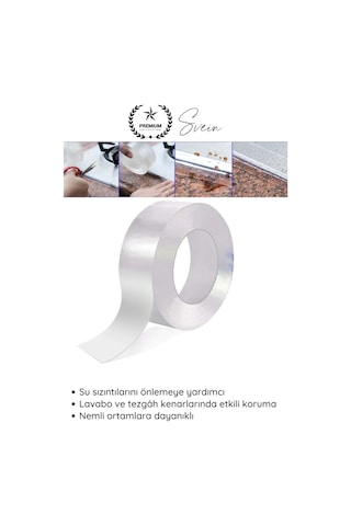 Sızdırmazbant 5 Adet Su Geçirmez Şeffaf İzolasyon Bandı Tezgah Lavabo Kenar Tamir Güçlü 38mm X 3m