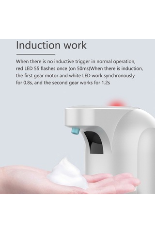 Yaozixa Otomatik Köpük Sabunluk - Dokunmasız Usb Şarjlı Hijyenik El Sabun Dispanseri 275ml Kırmızı