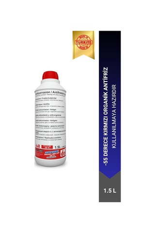 55 / -56 Derece Hazır Karışım 1.5 Litre Kırmızı Organik Antifriz - G12 Üretim Yılı: 2026 Çok Renkli