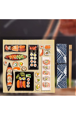 Wezone 23 Parça Sushi Yapım Seti: Bambu Mat, Çubuk, Bıçak Ve Aksesuarlar - Profesyonel Ve Başlangıç Seviyesi İçin Mutfak Araçları Çok Renkli