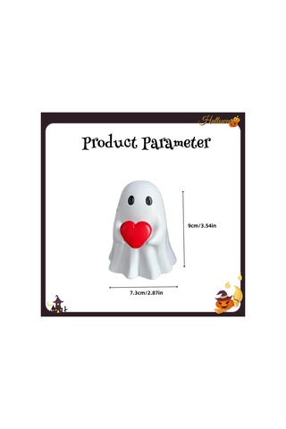 Reedark Halloween Gizemli Kırmızı Kalp Taşıyan Beyaz Hayalet Heykeli - Ev Dekoru, Masaüstü Ve Hediye Özel 9cm Yükseklik