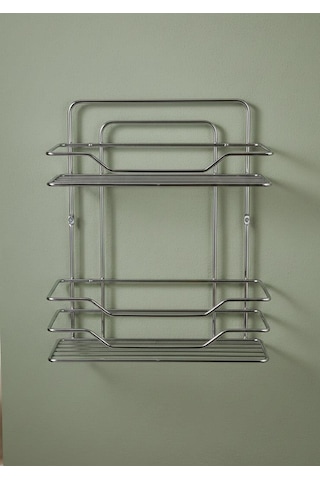 Krom Kaplama Banyo Rafı - 2li Banyo Düzenleyici 35x30 Cm Krom