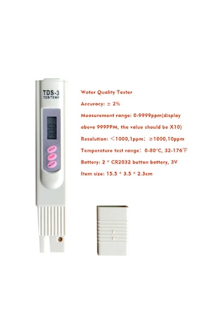 Konesam Su Kalitesi Testeri - Tds Kalem Cihazı, Doğru Ölçüm 1-9990ppm , Otomatik Kapatma, Su Arıtma Ve Laboratuvar Kullanıma Uygun Beyaz
