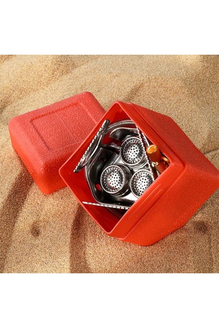 Symbee Taşınabilir Çift Katlı Çelik 3 Ateşli Piknik Ocağı - Rüzgar Engeli, Hızlı Isıtma, Katlanabilir Ayaklı Dış Mekan Muhafaza Aleti Gümüş