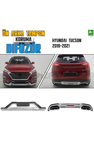 S-dizayn Hyundai Tucson Ön Ve Arka Tampon Koruma Difüzör Seti 2019-2021 A+ Kalite