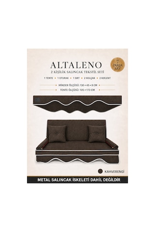 Zishtekstil Altaleno Kahverengi 2 Kişilik 130 45 Cm Süngerli Bahçe Balkon Salıncak Minderi Yıkanabilir Kılıflı, Tenteli Keten Kumaş Tekstil Seti 24 Dns 8 Cm Orta Sert Sünger