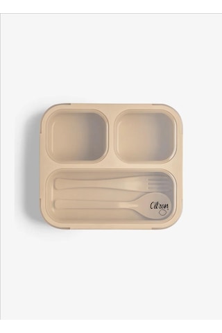 Citron Çatal Ve Kaşıklı Bento Beslenme Kutusu Seti - Beige 1061015 1