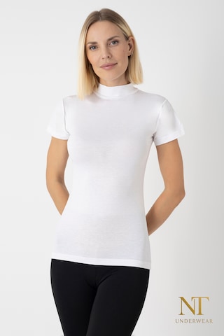 Nt Underwear Kadın Bambu Balıkçı Yaka Yarım Kol Body - T-shirt Hafif, Rahat Ve Şık Beyaz