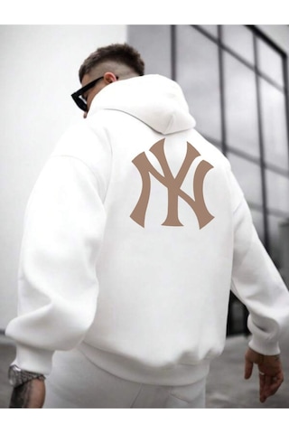 Altamira Erkek Ön Arka Ny Baskılı Kapüşonlu Sweatshirt 001