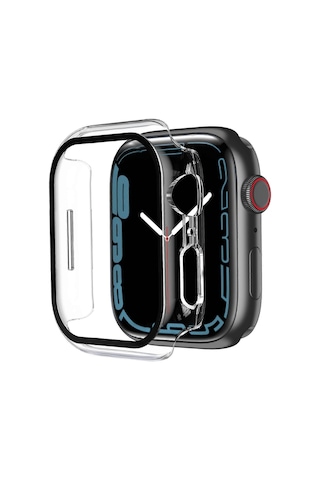 Apple Watch Series 7 41mm İle Uyumlu, Temperli Cam Ekran Koruyuculu, Tamamen Koruyucu Sert Pc Kabuklu 2'li Kılıf - Şeffaf
