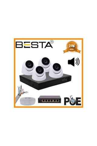 5 1440p 4 İç Mekan Kamerali Dahi Li Mi Krofonlu Ip Poe Güvenlik Seti