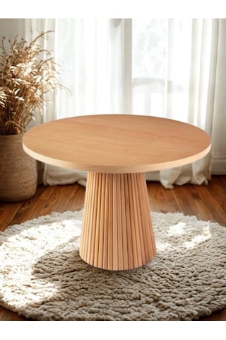 Milas Natural Ahşap Bohem Yemek Masası 130x130 Naturel