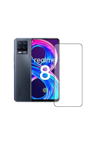 Bufalo Realme 8 / 8 Pro Ekran Koruyucu 5D Temperli Cam Siyah