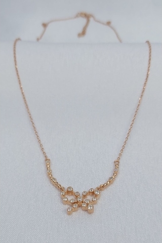 925 Ayar Rose Renk Fiyonk Model Gümüş Kolye