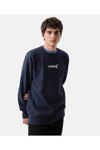 Levi's Erkek Standart Grafikli Sweatshirt 38423-0157-11450 Lacivert