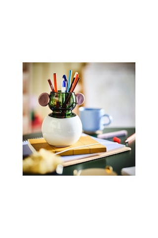 Ikea Ps 2026 Cam Vazo 15 Cm Beyaz - Yeşil
