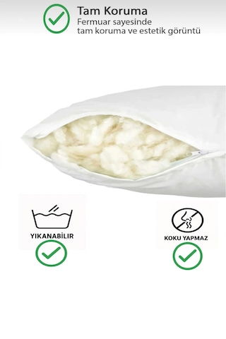 Ozn Home 4 Adet %100 Doğal Yün Yastık Merinos Yünü Yastık 1000 Gr Dolgulu Yastık Beyaz