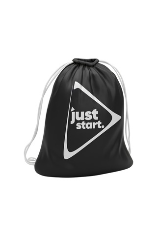 Just Nutrition Just İpli Bez Spor Çantası Siyah Büzgülü Sırt Çantası Beyaz Askılı Baskılı Spor Çantası