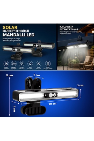 2'li Mandallı Led Solar Lamba - 36 Led - Hareket Sensörlü - 3 Modlu Diğer