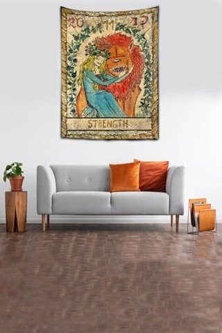 Strength Tarot Yıkanabilir Leke Tutmaz Kumaş Duvar Örtüsü Duvar Halısı Tapestry Karışık 70 X 100 8594037701000 Çok Renkli