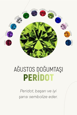 Ağustos Peridot Doğum Taşı Rose Tektaş Çivili Gümüş Küpe