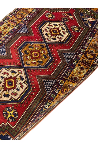 El Dokuma Sıfır Yahyalı Halısı 106x208 Kırmızı Kök Boya Halı Kırmızı