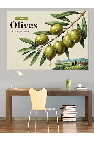 Zeytin Dalları Dekoratif Kanvas - Mdf Ahşap Tablo