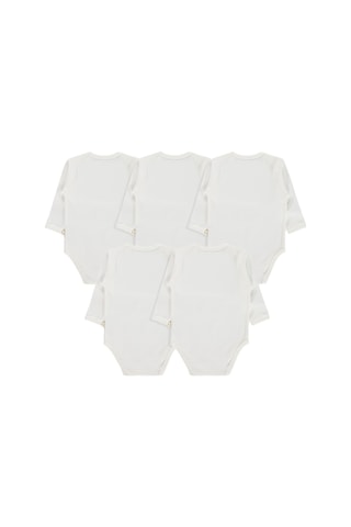 Civil Baby Düz Uzun Kol 5 Li 3-9 Ay Çıtçıtlı Badi - Beyaz