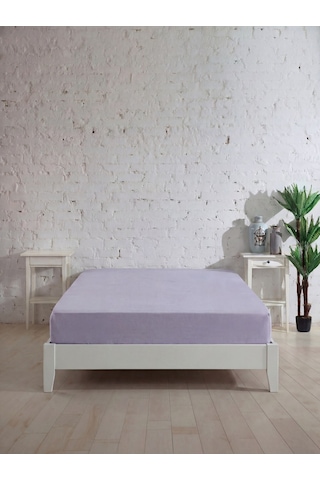 Battal Boy Pamuklu Lastikli Çarşaf, Ranforce Battal Boy Fitted Çarşaf 180x200+20 Cm Lila