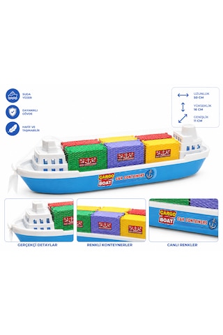 50 Cm Cargo Boat Konteyner Gemisi Suda Yüzen Büyük Oyuncak Gemi Renkli Konteynerli 01