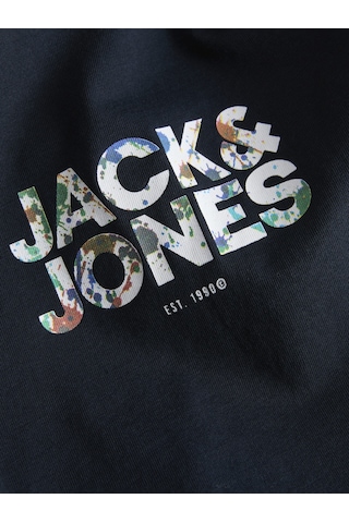 Jack & Jones Erkek Bisiklet Yaka Gögüs Baskili Tisört - New Plas - 12310180 Lacivert