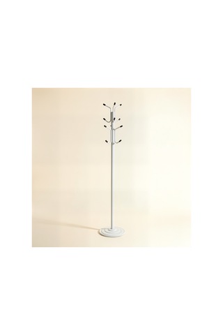 Viona 12 Askılı Metal Ayaklı Portmanto Beyaz 161 Cm