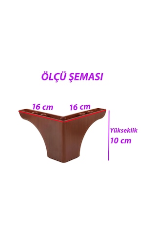 Açelya 10 Cm Ceviz Ahşap Desenli Lüx Mobilya Kanepe Sehpa Ünite Koltuk Ayağı Plastik Baza Ayak