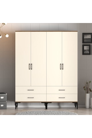 Variant Kumsal 4 Kapılı Tt Gardrop - Ceviz / Krem