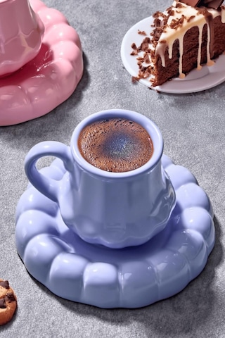 2 Kişilik 4 Parça Renkli Kahve Fincanı Renkli