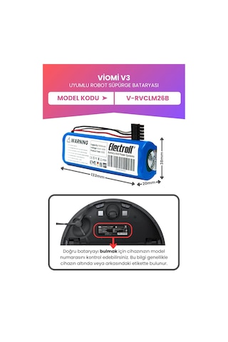 Viomi V3 Uyumlu Batarya Yüksek Kapasite 5000mah Pil Robot Süpür
