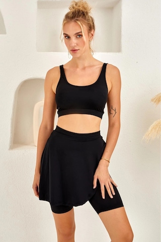 Lapieno Şort Etekli Bikini Takım 4264 Siyah