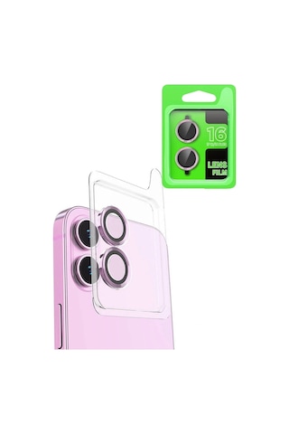 Mey İthalat Apple, Uyumlu iPhone 16 Raze Metal Kamera Lens - Pembe