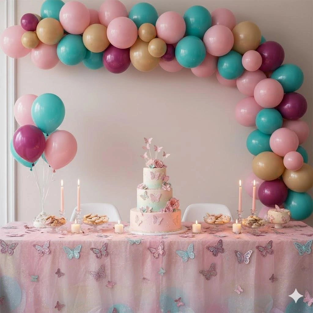 Folyo Balon Kelebek Temalı Pembe Tonlarda 82x52cm Doğum Günü Süsü Sadece Folyo Balon Diğer