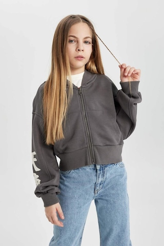 Defacto Kız Çocuk Kapüşonlu Fermuarlı Sweatshirt B9553A824SPGR311 Gri
