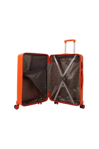 Mçs Bavul Büyük Ve Orta 2li Set Kırılmaz Silikon Valiz V374 Portakal Portakal