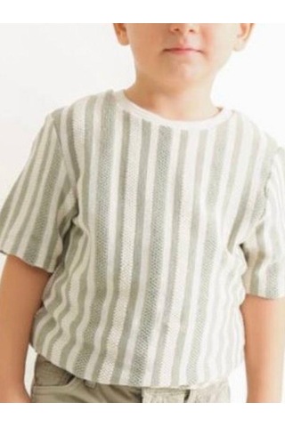 Nanica Kids Erkek Çocuk Örme Triko Çizgili T-shirt-15725 YESIL
