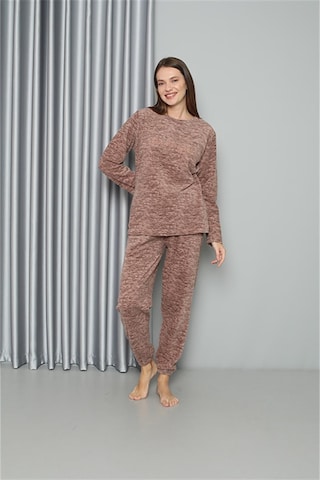 Akbeniz Welsoft Polar Kadın Pijama Takımı 8519 - L Sütlü Kahverengi