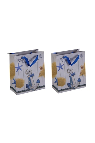 Bosphorus Hediye Çantası Seti 2 Adet,italyan Tasarım,gemici Çıpası 32x26x10