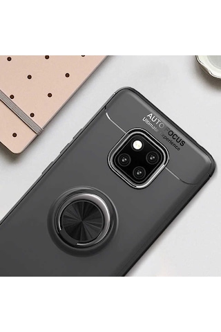 Huawei Mate 20 Pro Kılıf Yüzüklü Tam Korumalı Silikon Kapak