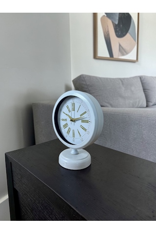 Büro Ev Ofis Hediyesi İçin 20x25cm Beyaz Veloria Metal Masa Saati Diğer