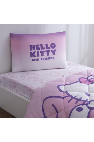 Taç Lisanslı Hello Kitty & Friends Tek Kişilik Pamuk Yorgan Seti 000000001000051513 Çok Renkli