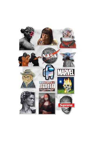 Aesthetic Temalı Laptop Notebook Tablet Sticker Seti 14 Adet Diğer